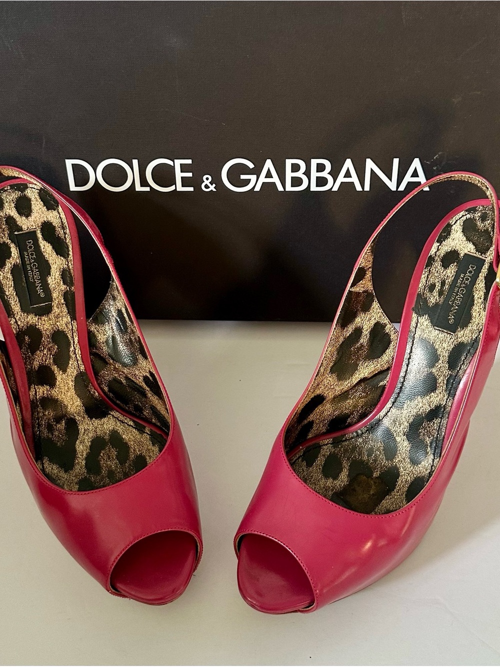 Dolce & Gabbana Fuchsia Peep-Toe Slingback Pumps